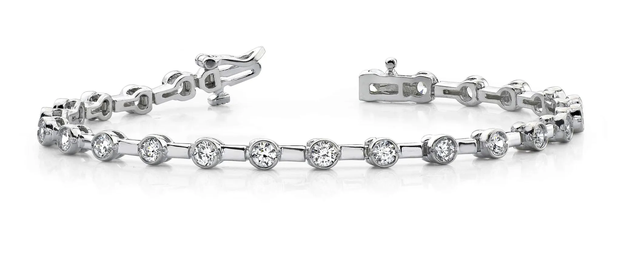 Classic Column Link Bezel Set Lab-Grown Diamond Bracelet with 1.51 ct.(finished) 2.4mm