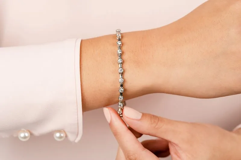 Classic Column Link Bezel Set Lab-Grown Diamond Bracelet with 1.51 ct.(finished) 2.4mm