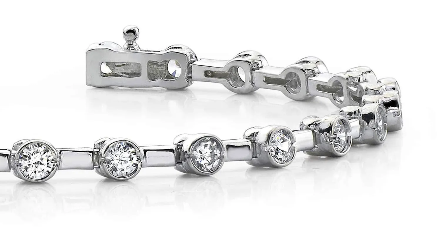 Classic Column Link Bezel Set Lab-Grown Diamond Bracelet with 1.51 ct.(finished) 2.4mm