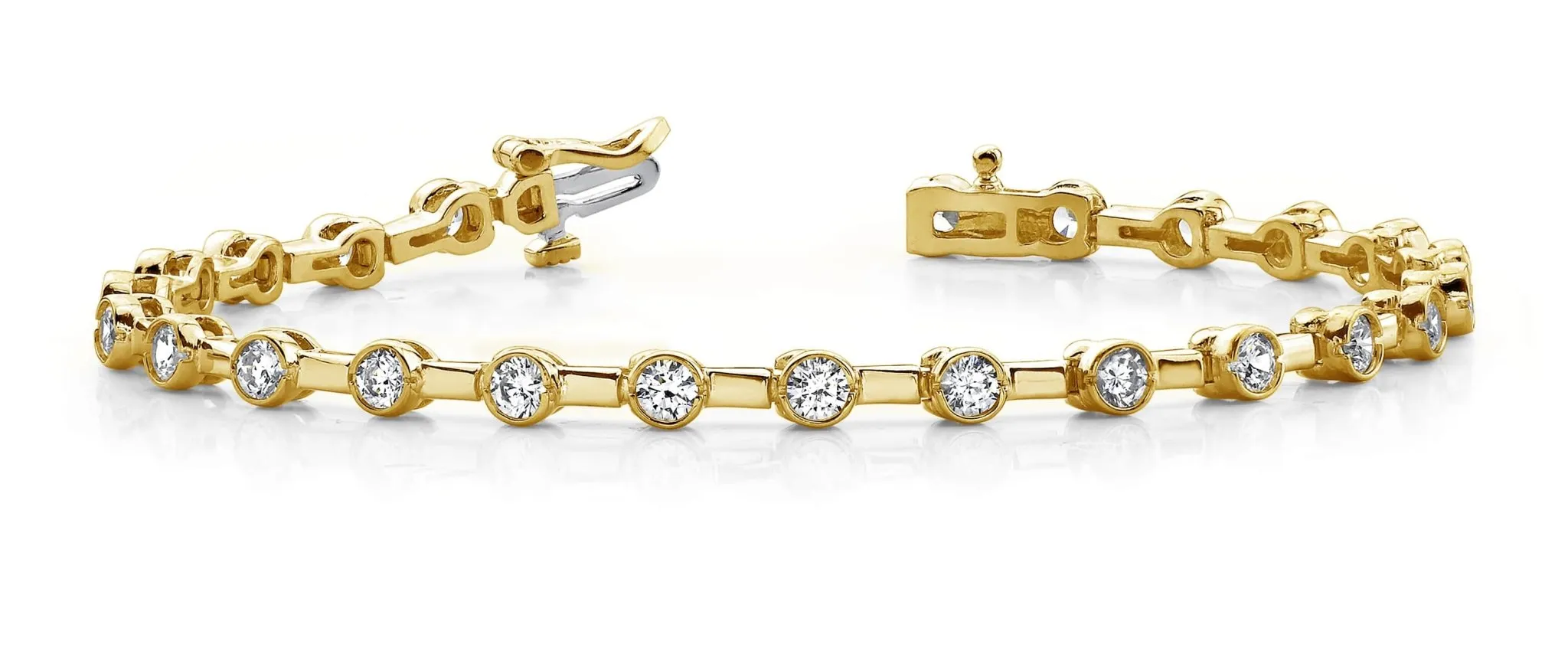 Classic Column Link Bezel Set Lab-Grown Diamond Bracelet with 1.51 ct.(finished) 2.4mm