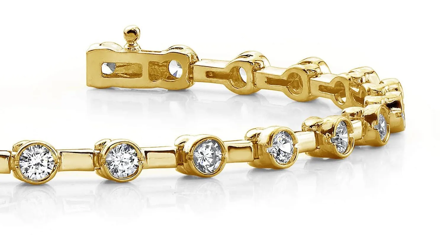 Classic Column Link Bezel Set Lab-Grown Diamond Bracelet with 1.51 ct.(finished) 2.4mm