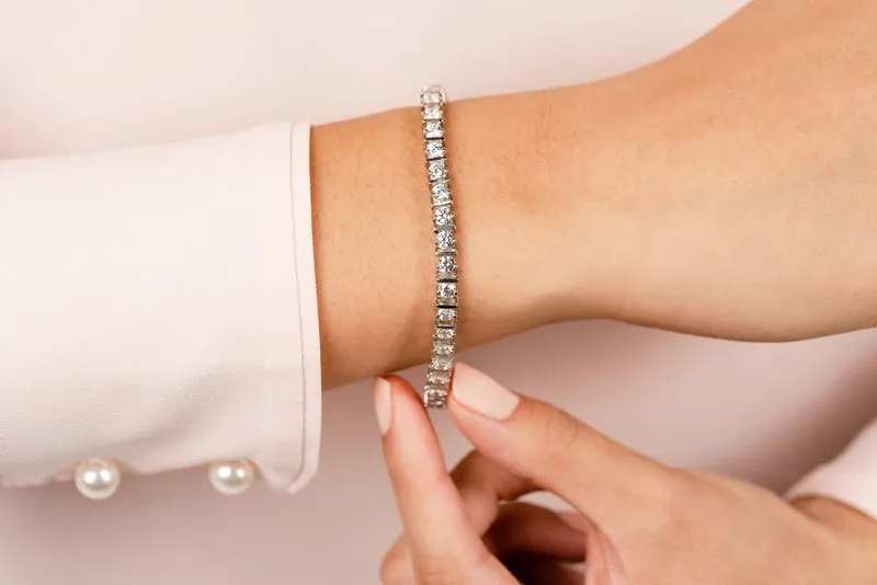 Classic Diamond Link Prong Set Lab-Grown Diamond Tennis Bracelet with 8.91 ct.(finished) 4.5mm