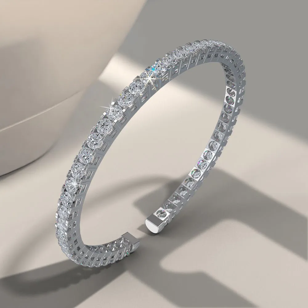 Classic Four Prong Flexible Diamond Bangle with 2.31 ct.(finished) 2mm