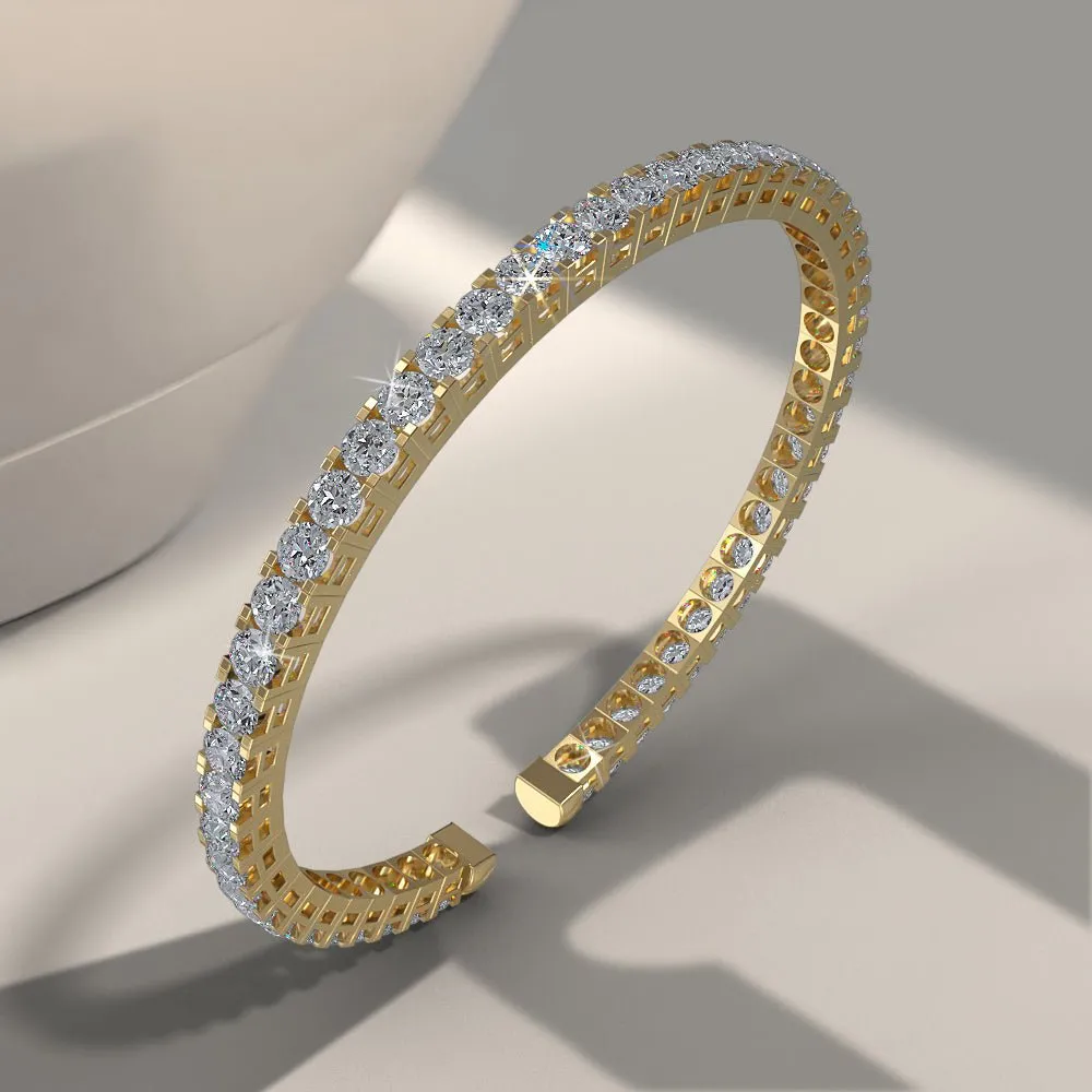 Classic Four Prong Flexible Diamond Bangle with 2.31 ct.(finished) 2mm
