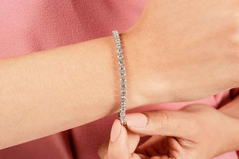 Classic Four Prong Lab-Grown Diamond Tennis Bracelet with 9.50 ct.(finished) 4mm