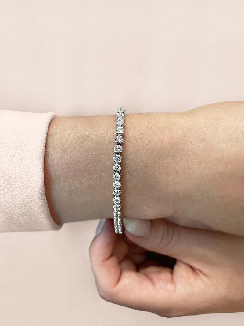 Classic Four Prong Lab-Grown Diamond Tennis Bracelet with 9.50 ct.(finished) 4mm