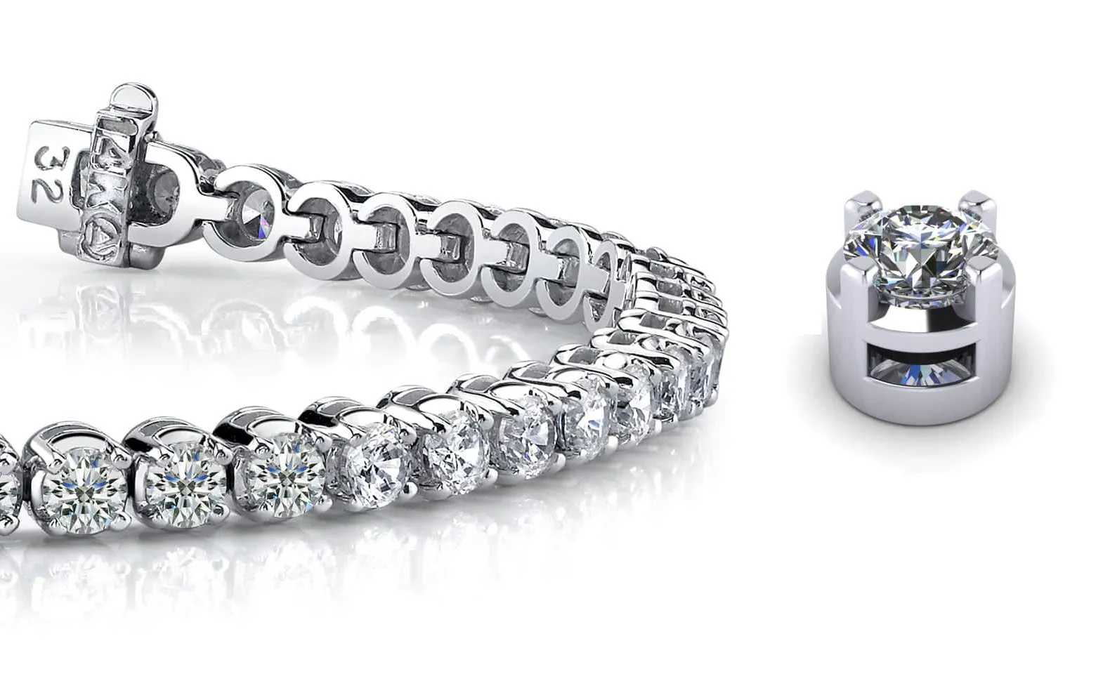 Classic Four Prong Lab-Grown Diamond Tennis Bracelet with 9.50 ct.(finished) 4mm