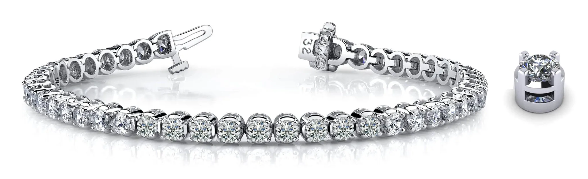 Classic Four Prong Lab-Grown Diamond Tennis Bracelet with 9.50 ct.(finished) 4mm