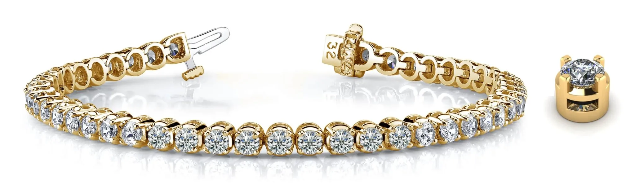 Classic Four Prong Lab-Grown Diamond Tennis Bracelet with 9.50 ct.(finished) 4mm