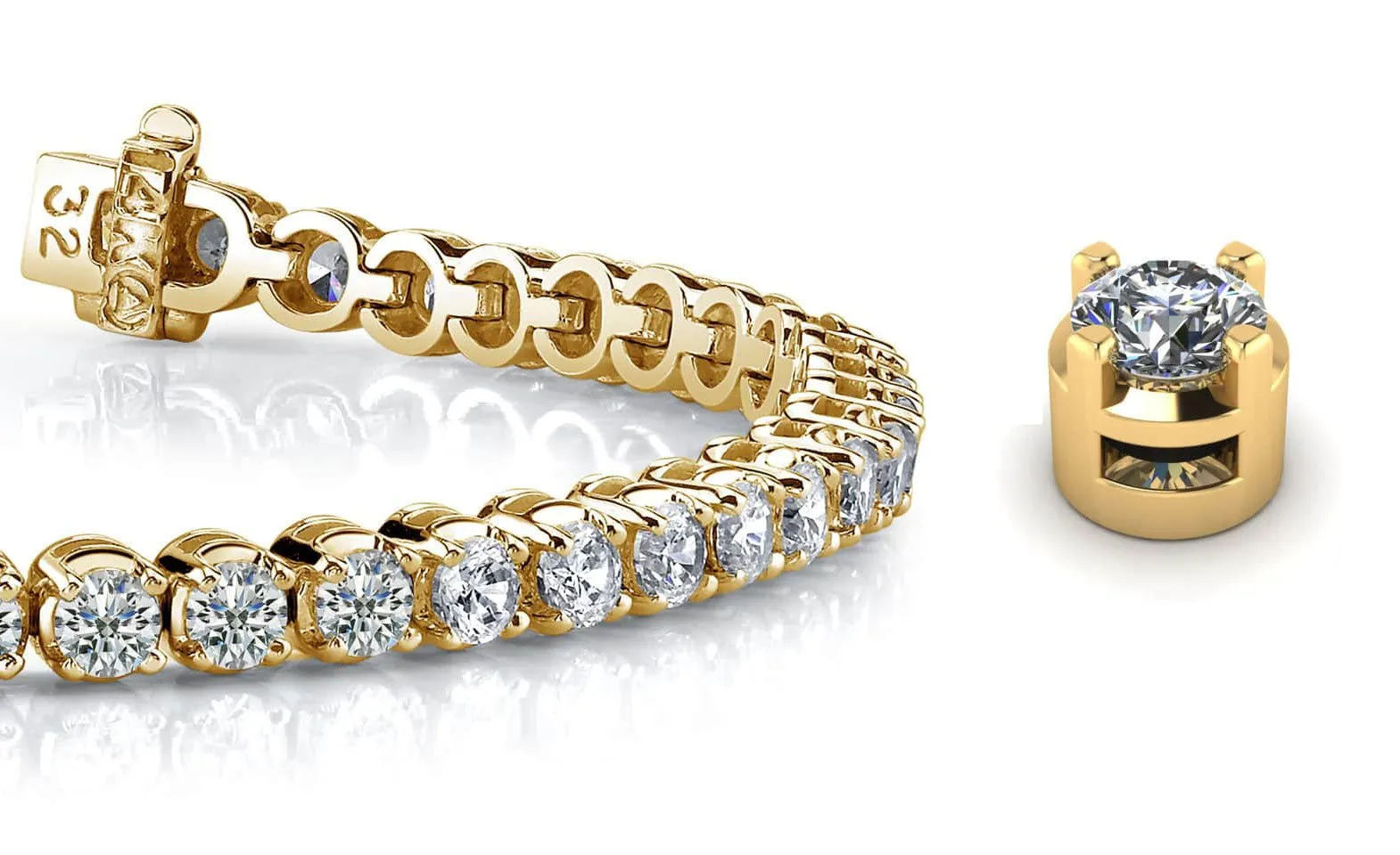 Classic Four Prong Lab-Grown Diamond Tennis Bracelet with 9.50 ct.(finished) 4mm