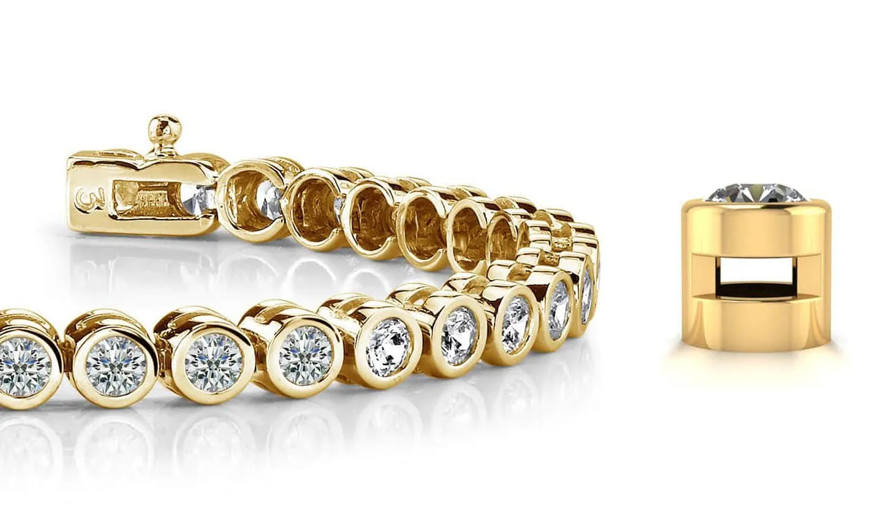 Classic Round Bezel Set Lab-Grown Diamond Tennis Bracelet with 5.25 ct.(finished) 3.5mm