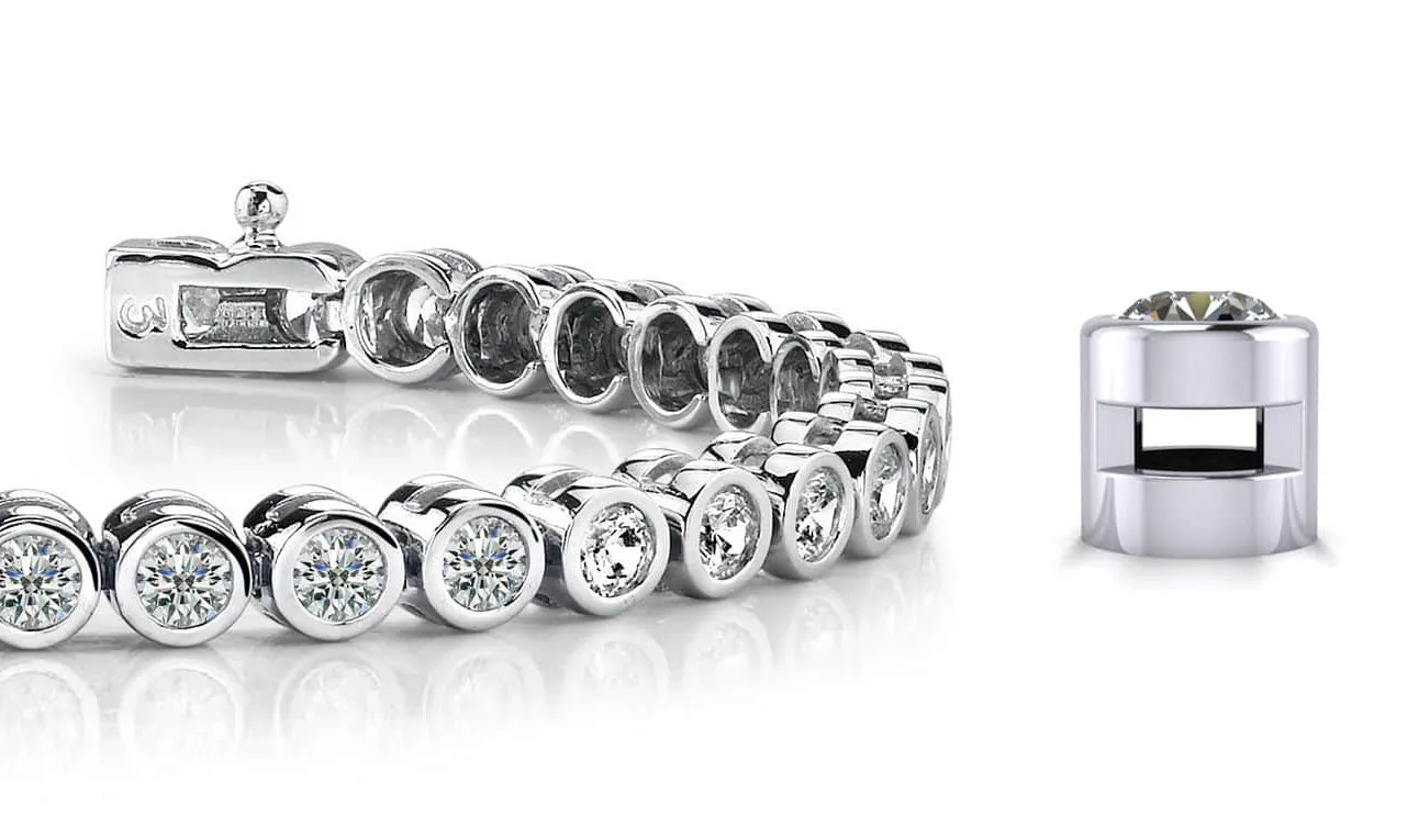 Classic Round Bezel Set Lab-Grown Diamond Tennis Bracelet with 5.25 ct.(finished) 3.5mm