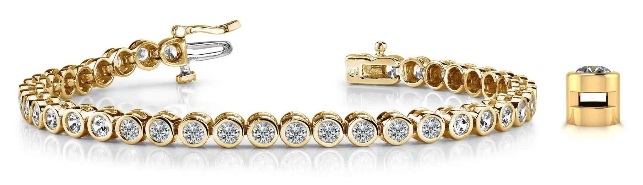 Classic Round Bezel Set Lab-Grown Diamond Tennis Bracelet with 5.25 ct.(finished) 3.5mm
