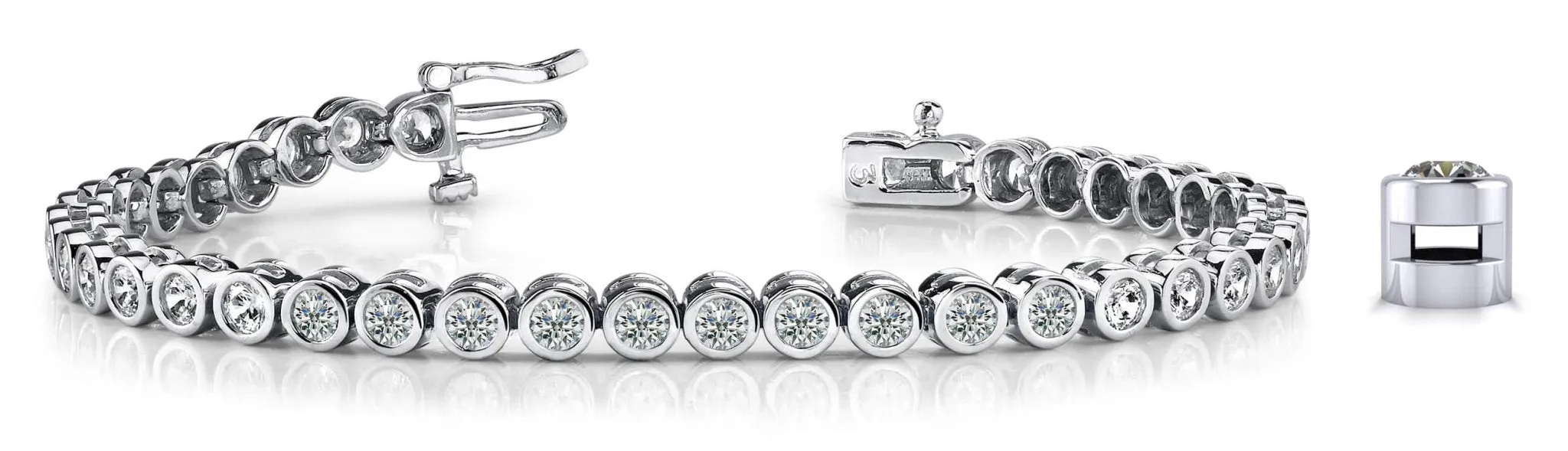 Classic Round Bezel Set Lab-Grown Diamond Tennis Bracelet with 5.25 ct.(finished) 3.5mm