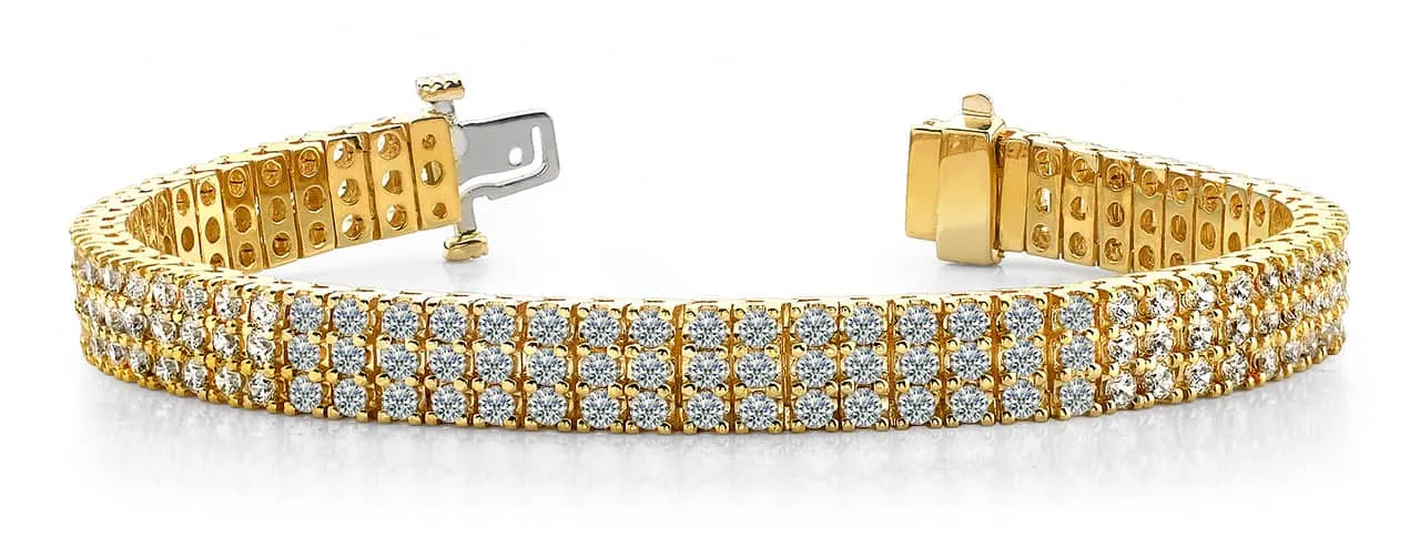 Classic Three Row Diamond Bracelet with 3.38 ct.(finished) 1.5mm