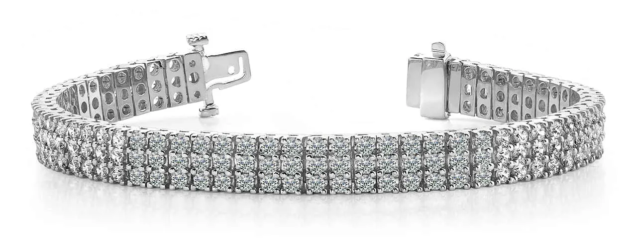 Classic Three Row Diamond Bracelet with 3.38 ct.(finished) 1.5mm
