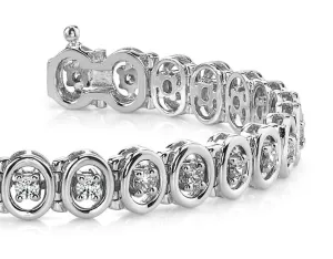 Classic Two Tone Oval Link Diamond Bracelet with 2.60 ct.(finished) 3mm