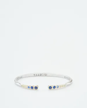 classic two-toned open bezel set sapphire bangle