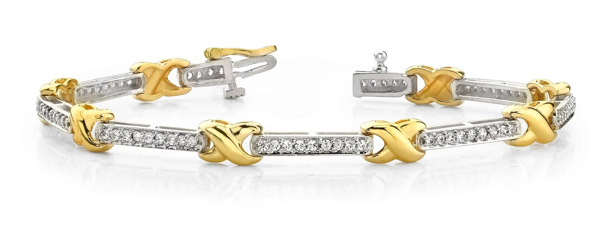 Classic Wavy X And Diamond Bracelet with 1.85 ct.(finished) 2.0mm
