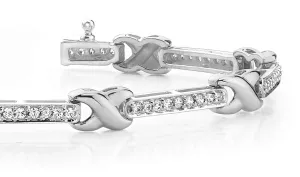 Classic Wavy X And Diamond Bracelet with 1.85 ct.(finished) 2.0mm
