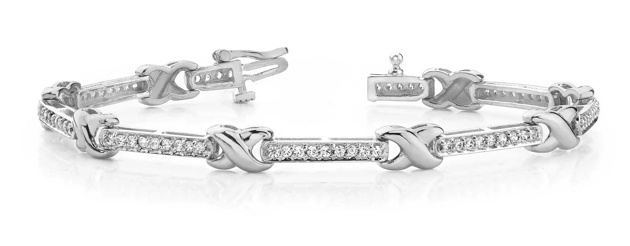 Classic Wavy X And Diamond Bracelet with 1.85 ct.(finished) 2.0mm