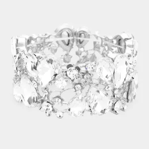 Clear Crystal Teardrop Floral Stretch Bracelet |  426864
