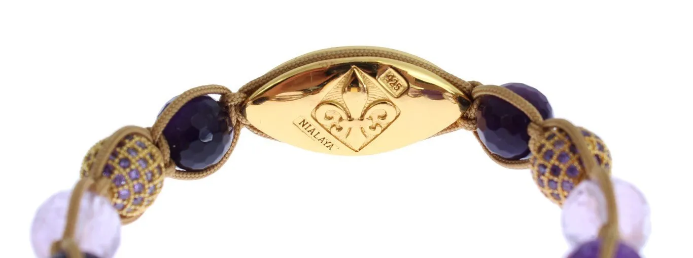Clear CZ Amethyst Gold 925 Silver Bracelet