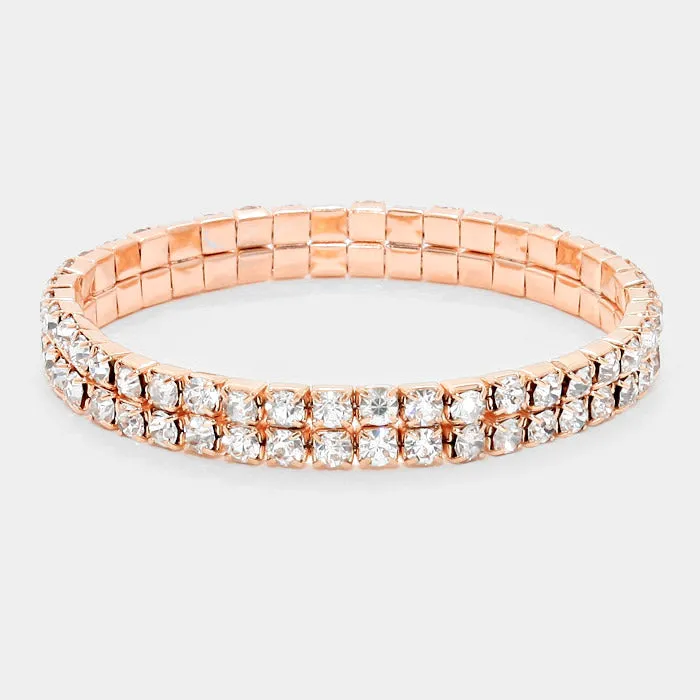 Clear Multi Row Bracelet on Rose Gold | 537523
