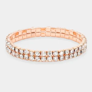Clear Multi Row Bracelet on Rose Gold | 537523