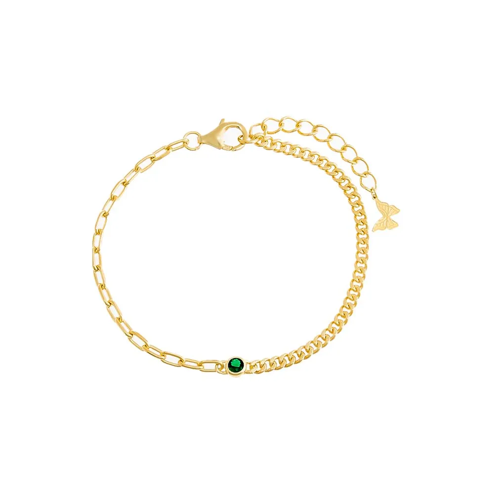 Colored Multi Chain CZ Bezel Bracelet