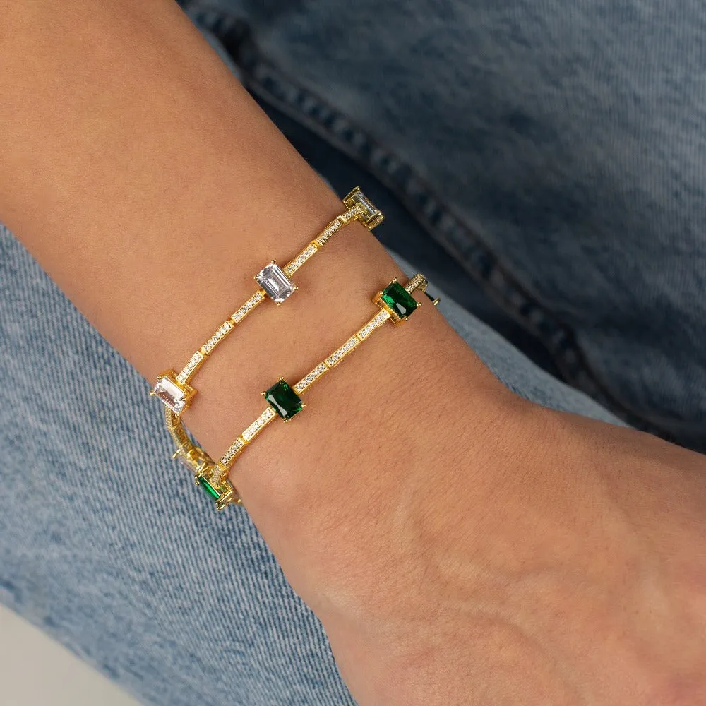 Colored Pave X Emerald Tennis Bracelet