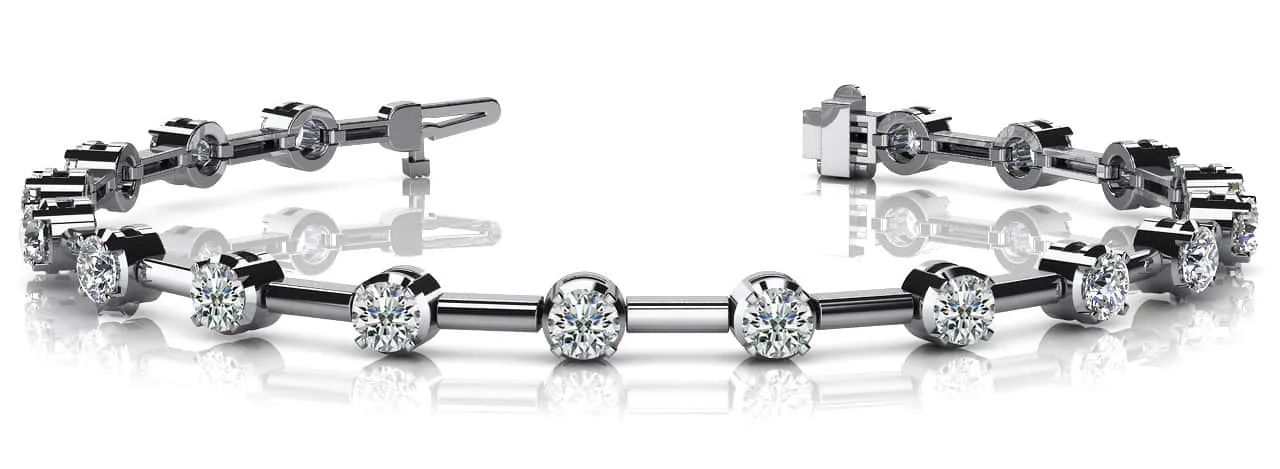 Column Link Round Lab-Grown Diamond Bracelet with 2.88 ct.(finished) 3.5mm