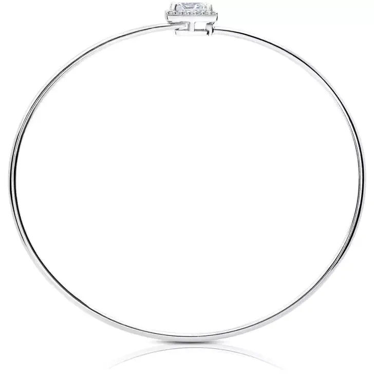 CRISLU Square Solitaire Bangle Finished in Pure Platinum