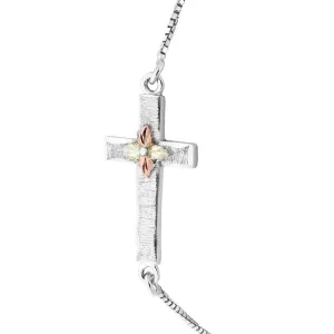 Cross - Sterling Silver Black Hills Gold Bracelet