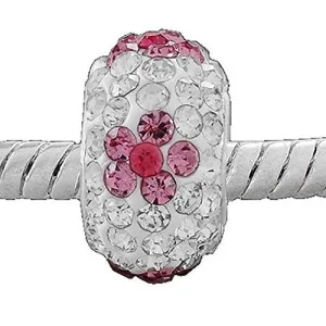 Crystal  Flower Bead Charm Compatible with European Snake Chain Charm Bracelet