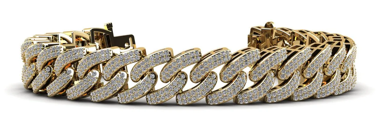 Cuban Link Two Rows Diamond Bracelet with 4.66 ct.(finished) 1mm