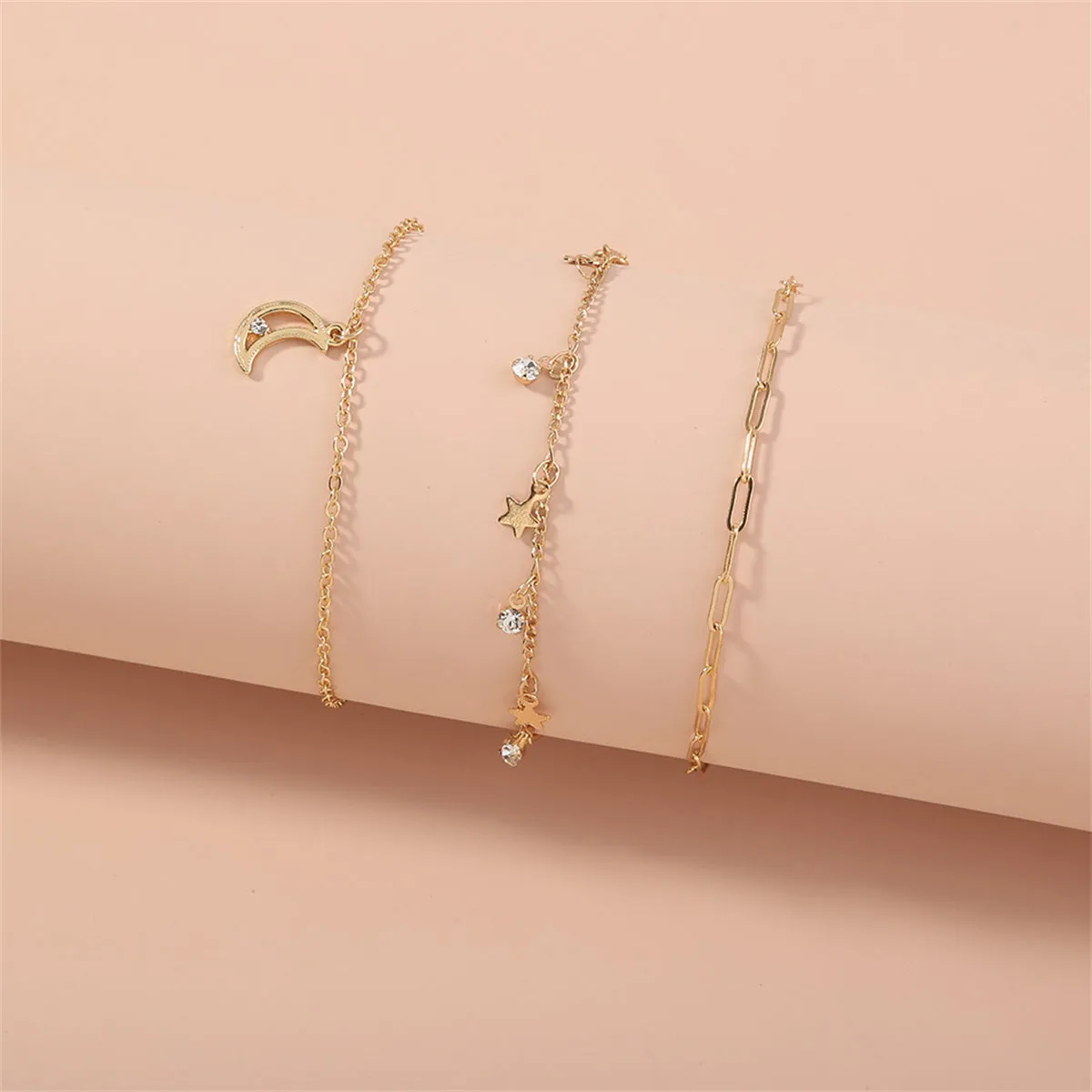 Cubic Zirconia & 18K Gold-Plated Celestial Bracelet Set