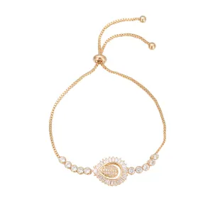 Cubic Zirconia & Crystal 18K Gold-Plated Teardrop Adjustable Bracelet