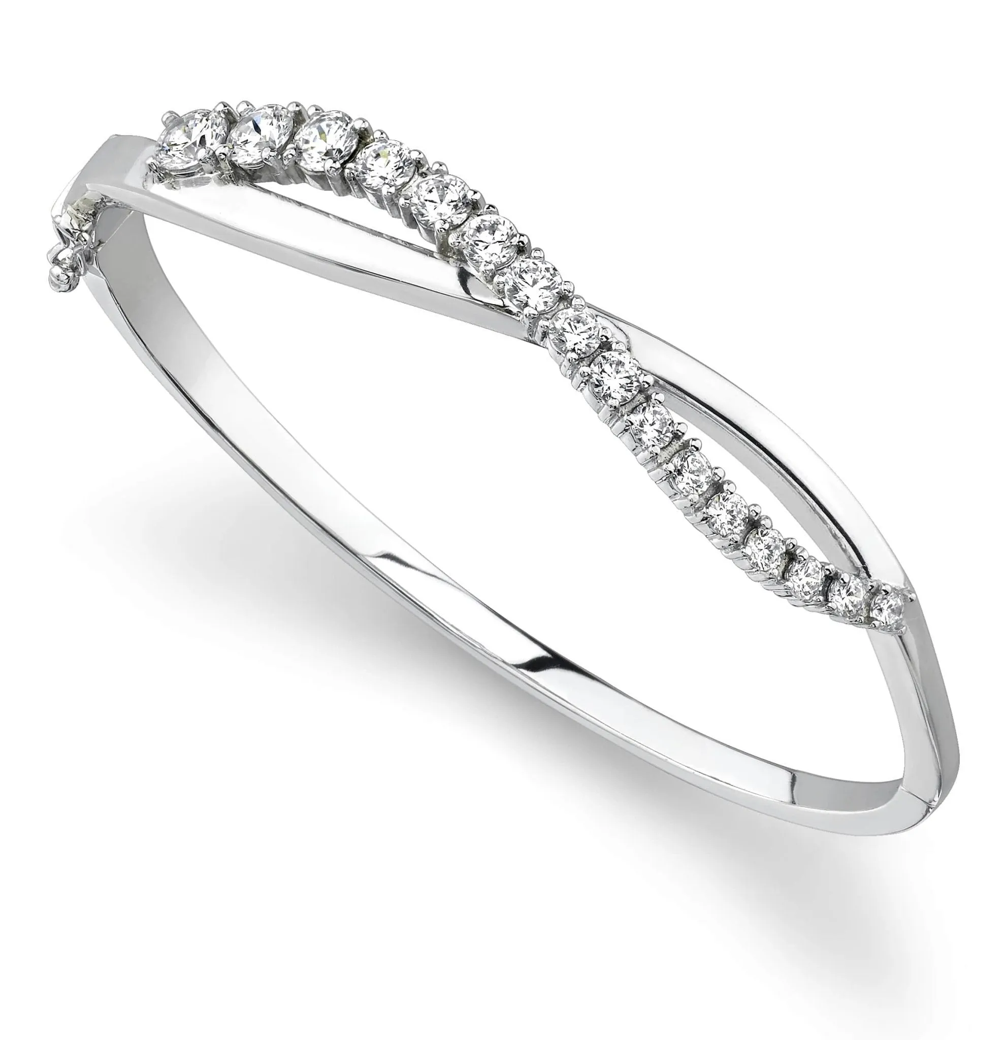 Curved Accent Diamond Journey Lab-Grown Diamond Bangle with 2.05 ct.(finished)