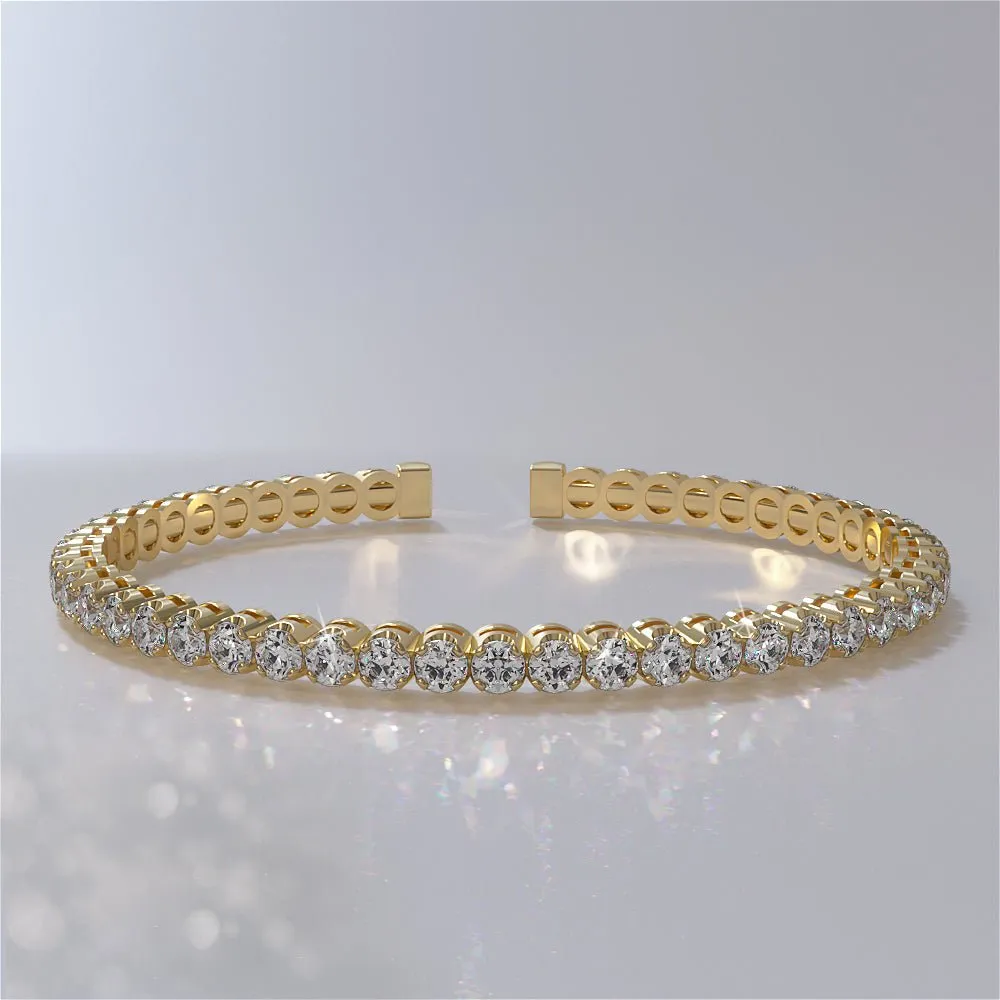 Curved Prong Flexible Diamond Bangle Bracelet with 3.00 ct.(finished) 2.75mm
