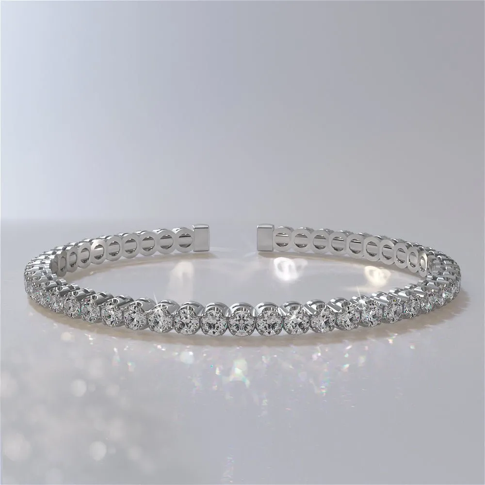 Curved Prong Flexible Diamond Bangle Bracelet with 3.00 ct.(finished) 2.75mm