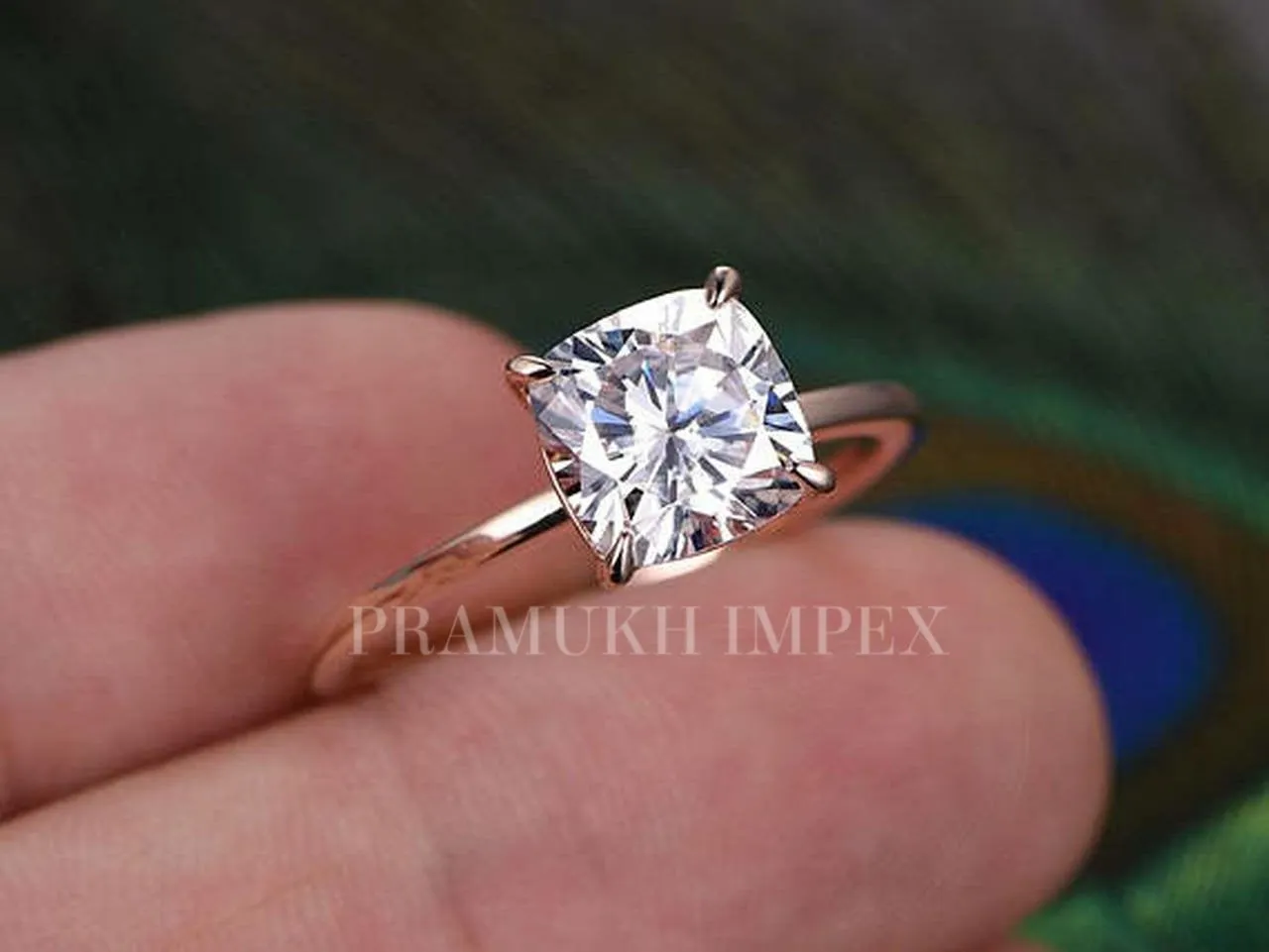 Cushion Moissanite engagement ring vintage rose gold engagement ring for women Diamond cluster ring Unique Flower Bridal Anniversary gift