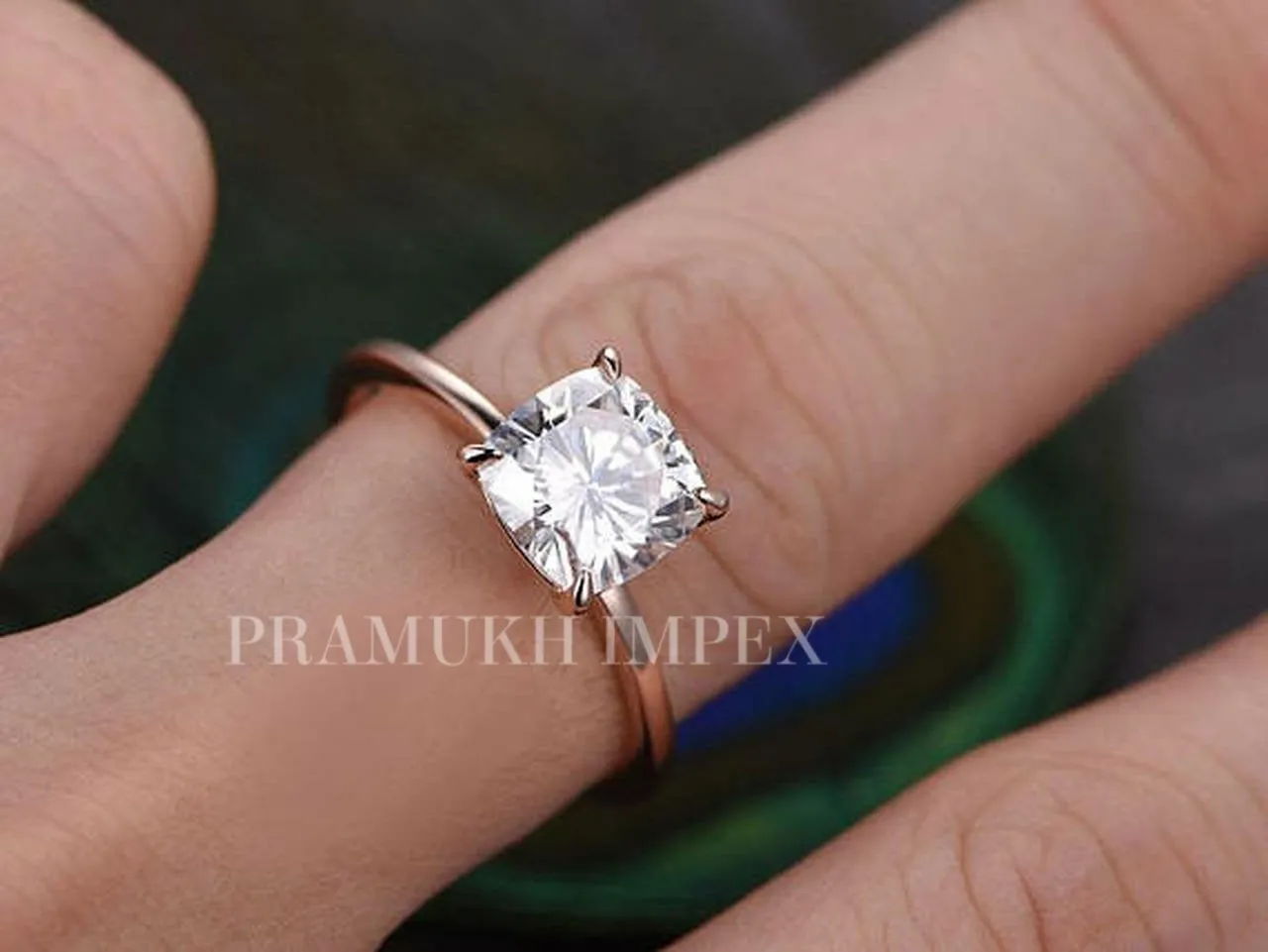 Cushion Moissanite engagement ring vintage rose gold engagement ring for women Diamond cluster ring Unique Flower Bridal Anniversary gift