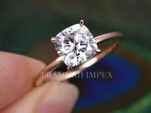 Cushion Moissanite engagement ring vintage rose gold engagement ring for women Diamond cluster ring Unique Flower Bridal Anniversary gift