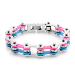 Cycolinks Silver Pink Blue Crystal Bracelet