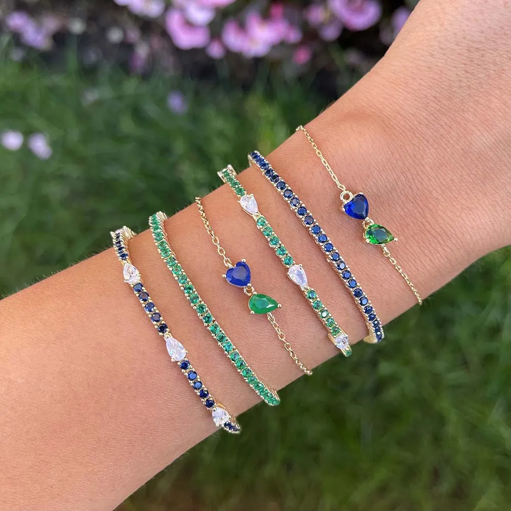 CZ Colored Teardrop Tennis Bracelet