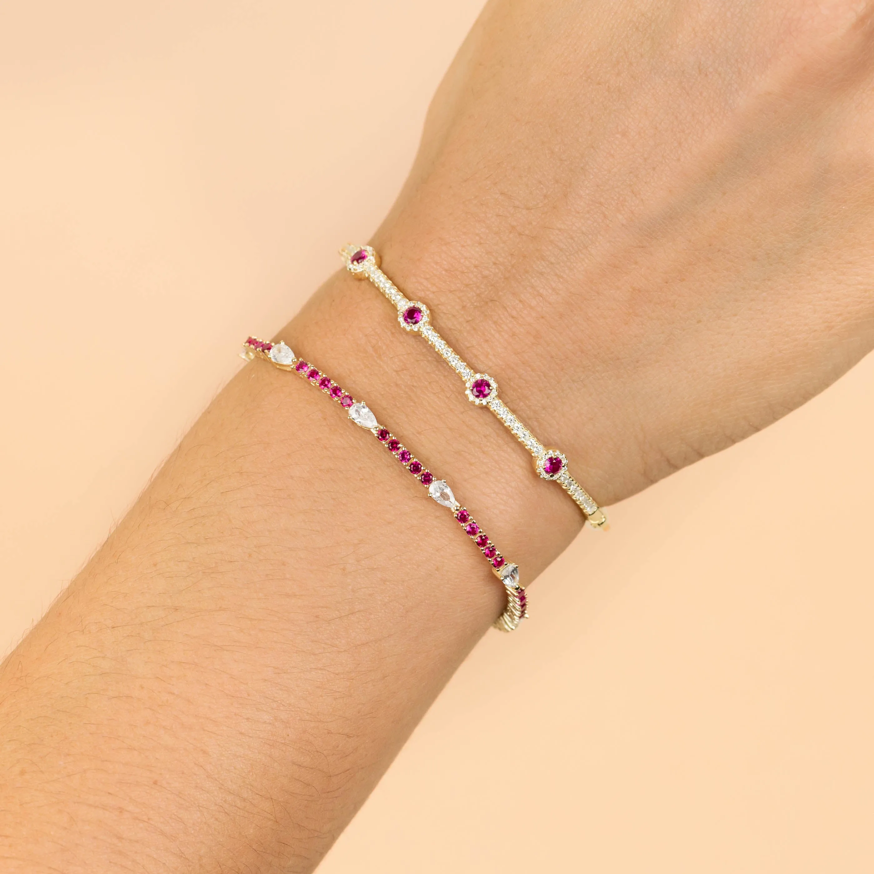 CZ Colored Teardrop Tennis Bracelet