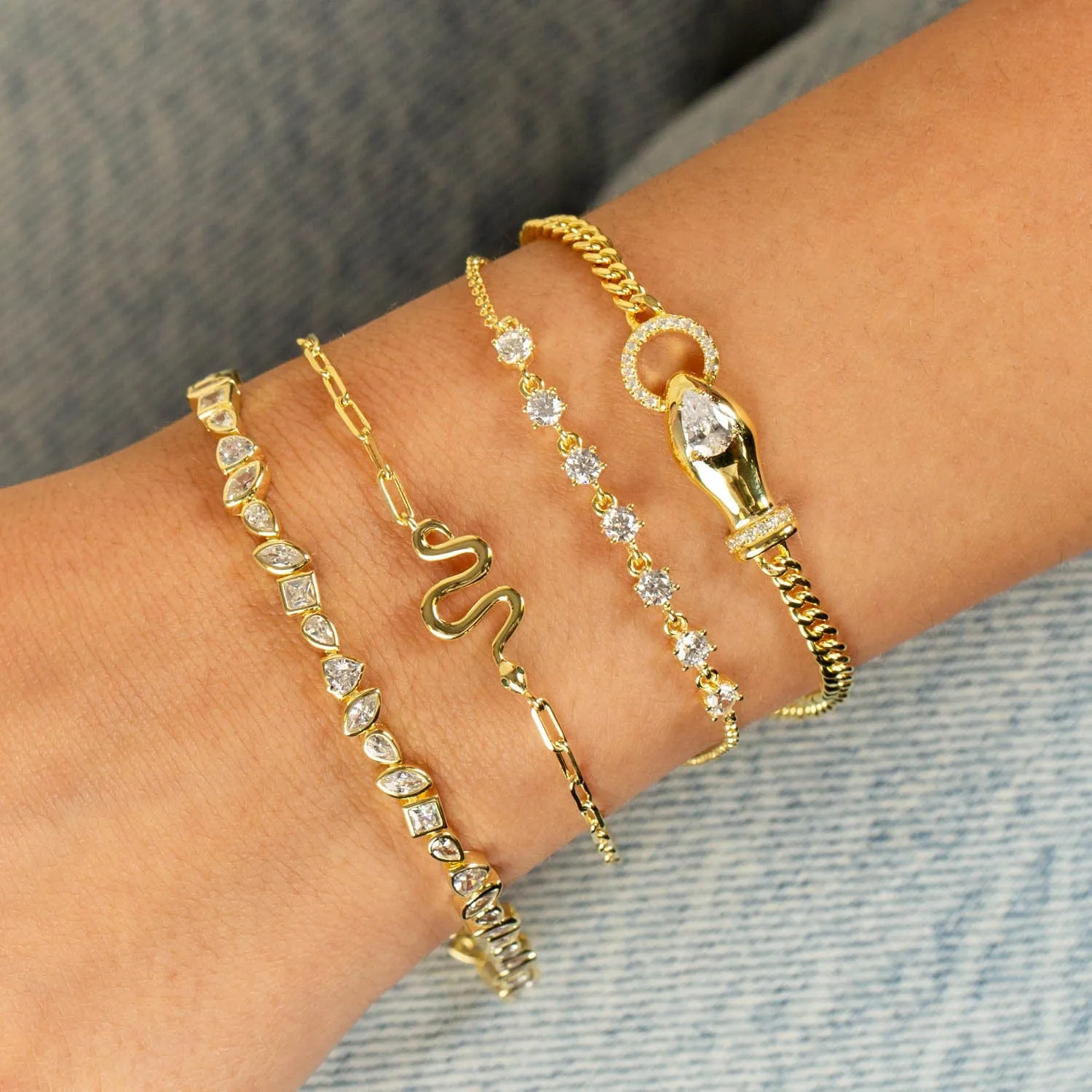 CZ Snake Link Bracelet