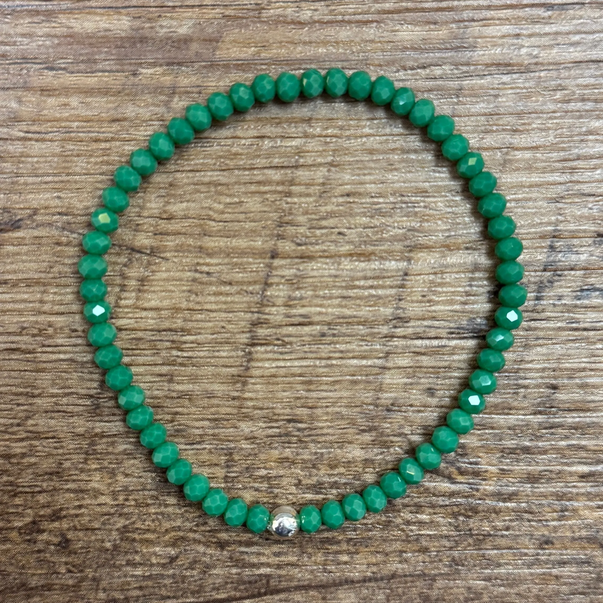 Dark Emerald Faceted Rondelle 4mm Bracelet