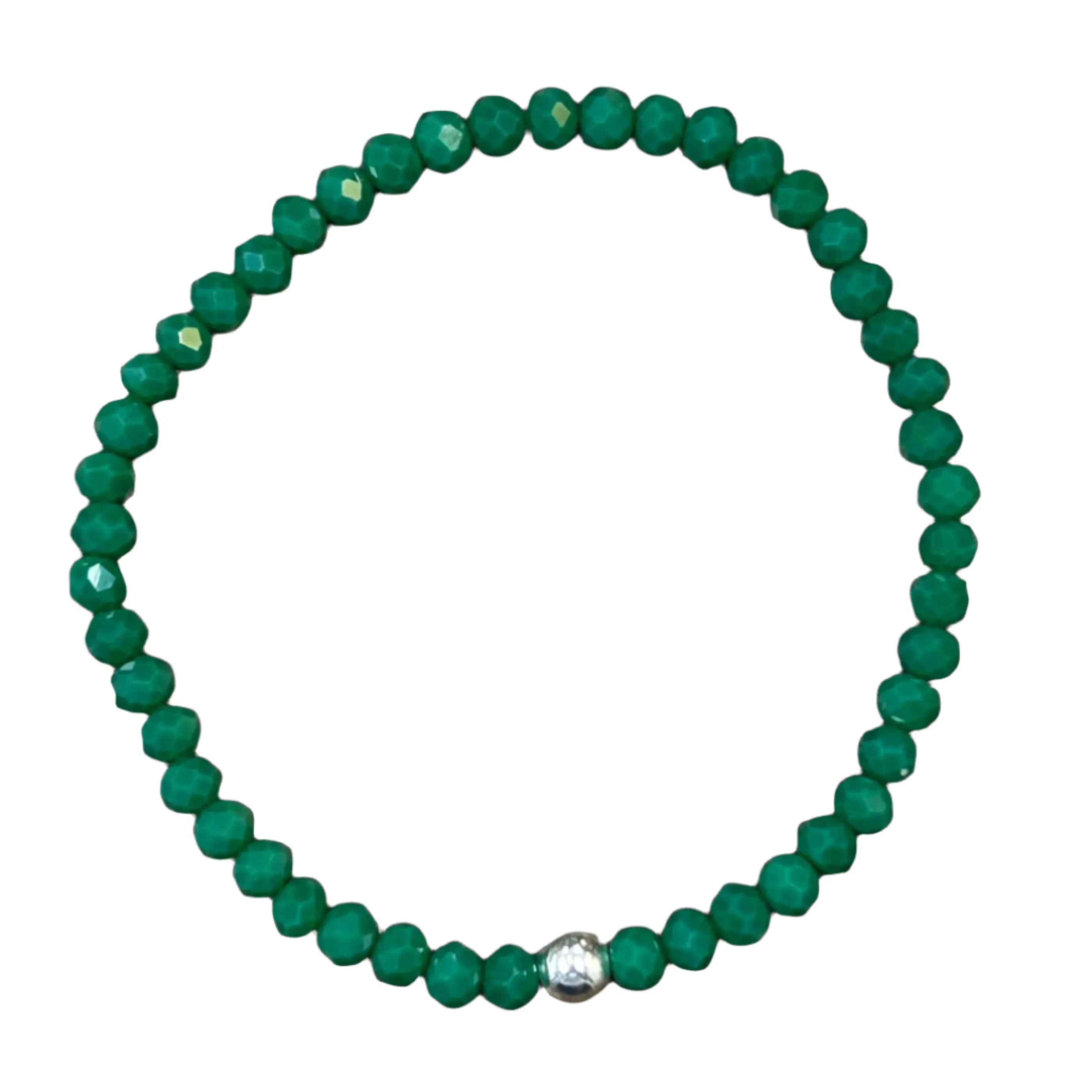 Dark Emerald Faceted Rondelle 4mm Bracelet